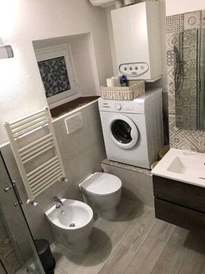 Douche, séchoir à cheveux, bidet, serviettes fournies