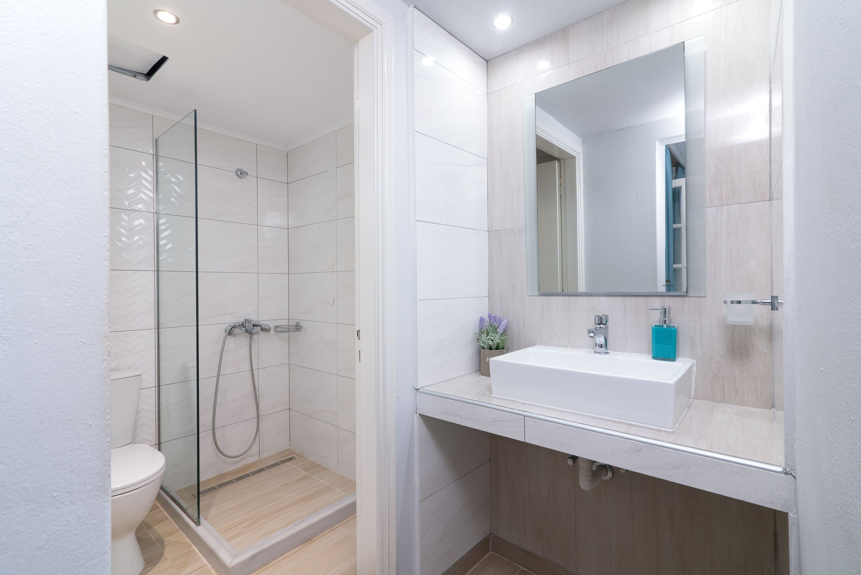 Standard-Apartment, Gartenblick | Badezimmer | Dusche, Haartrockner, Handtücher