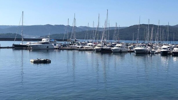 A marina with multiple sailboats docked. - Pensión O Noso (Porto do Son)