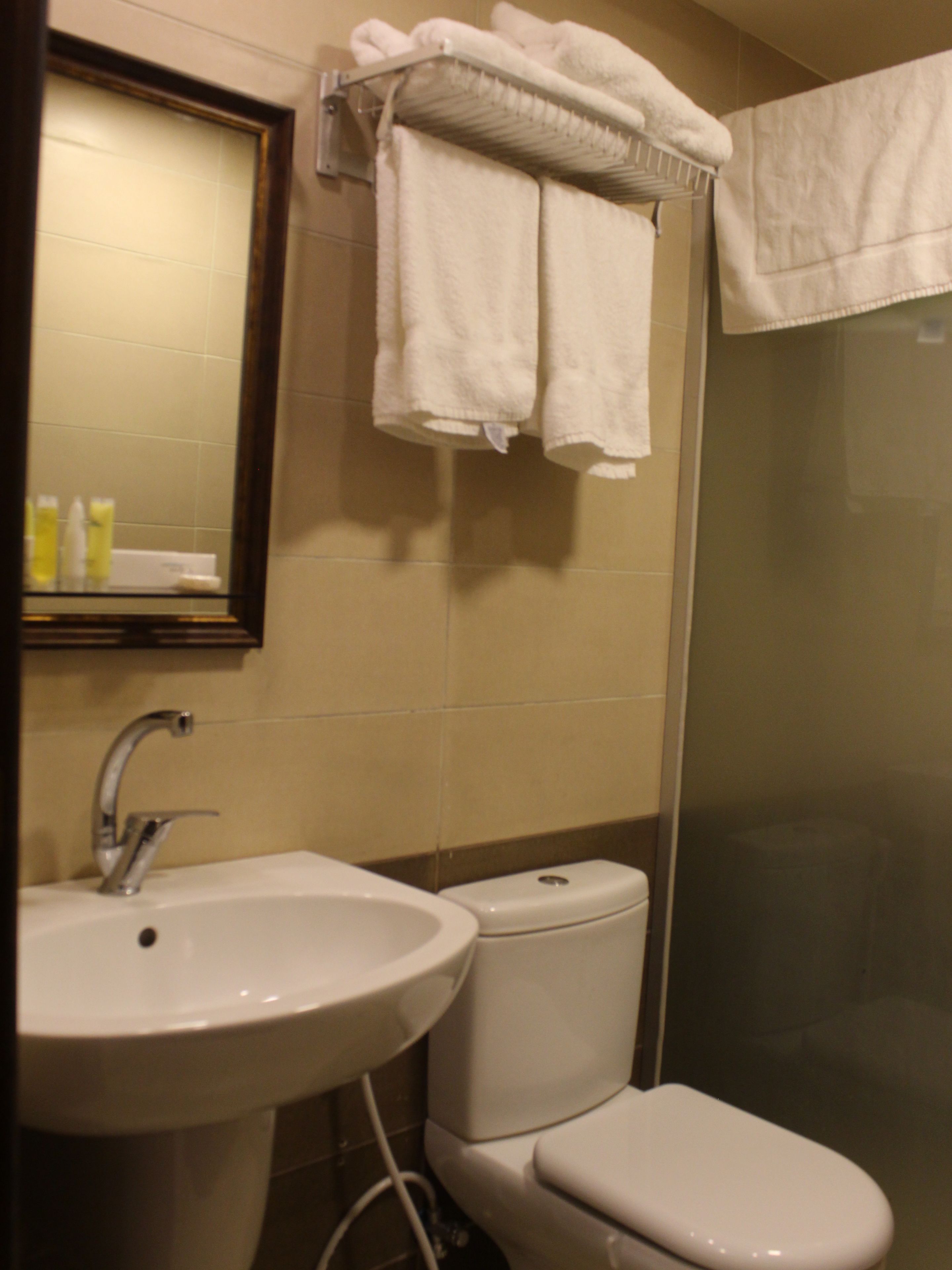 separate bathtub and shower, spring water bathtub, rainfall showerhead