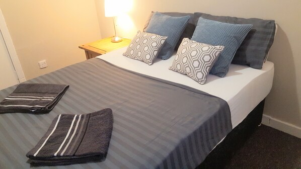 2 bedrooms, blackout curtains, iron/ironing board, free cots/infant beds