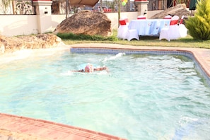 Outdoor pool, pool loungers