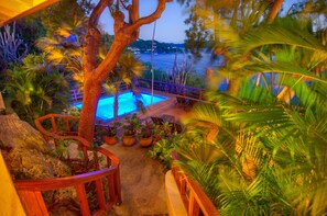 Property grounds -  Amazing sunset, ocean front, open air villa w/path to sea and dock  (West End)