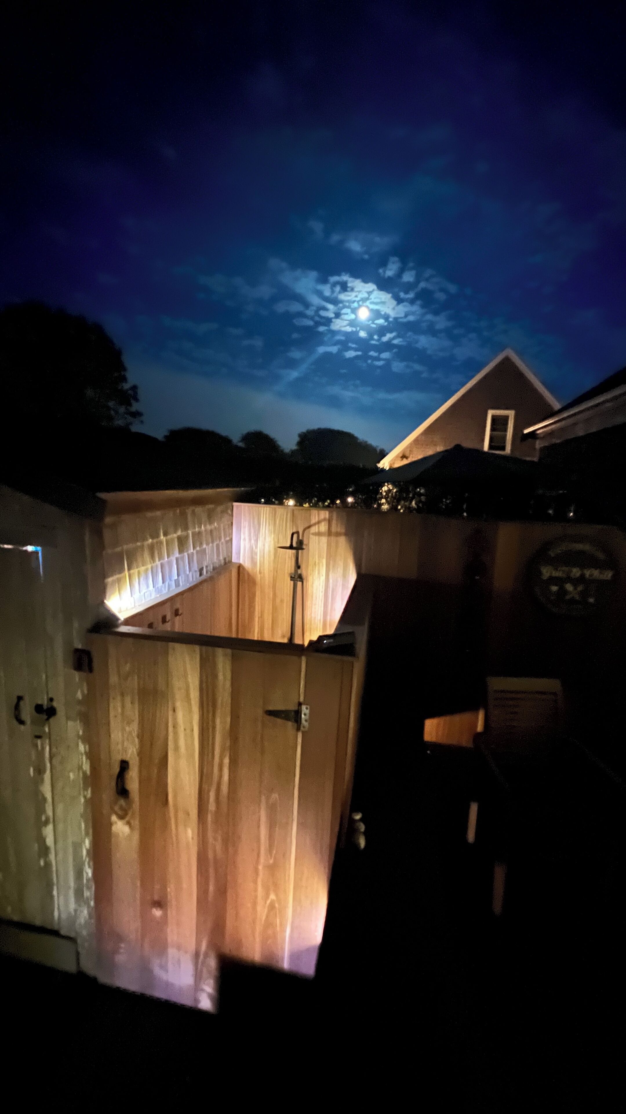 Outdoor shower under the “super moon”