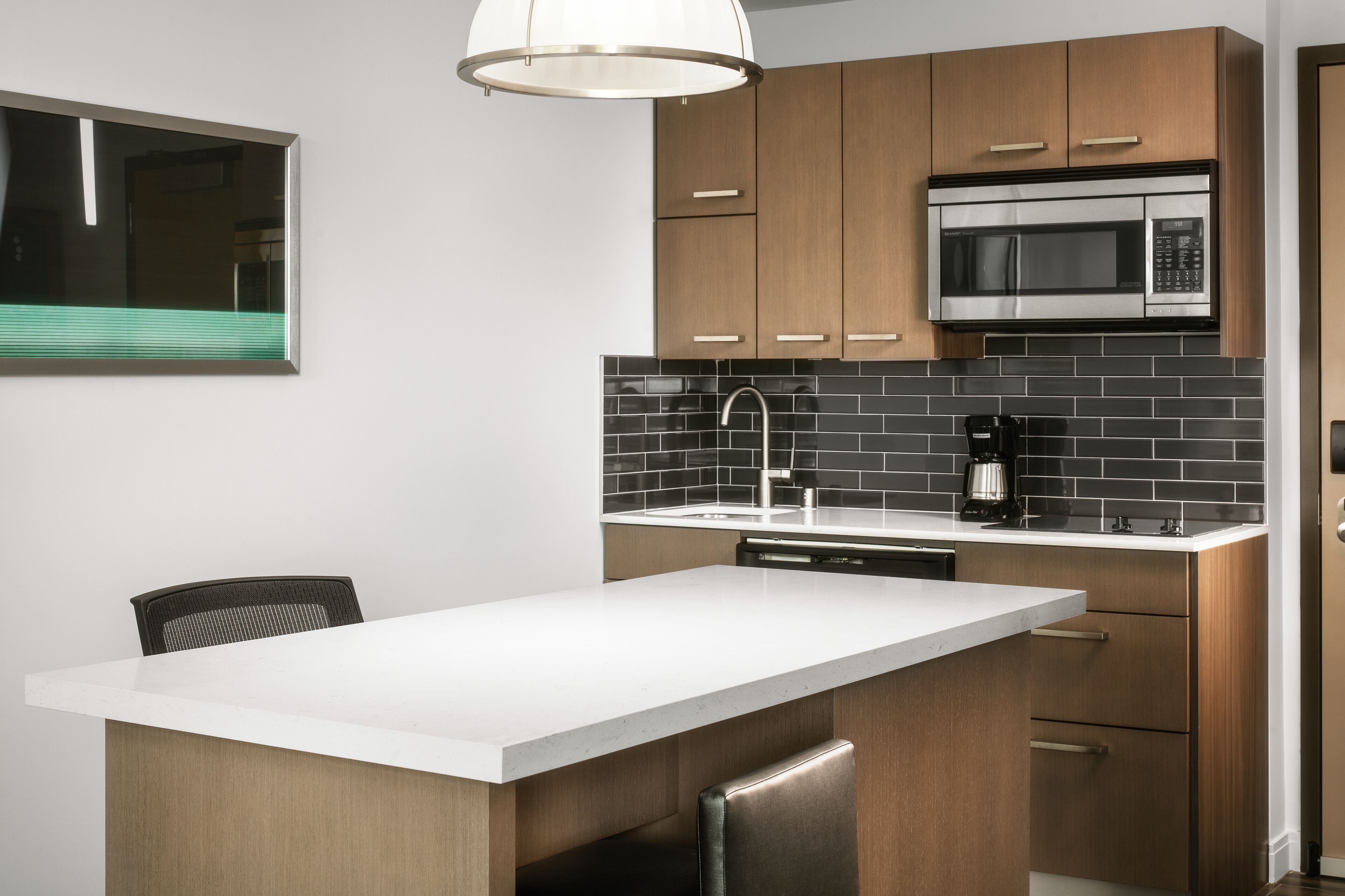 fridge, microwave, coffee/tea maker, freezer