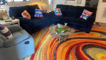 Smart TV, books, music library, stereo