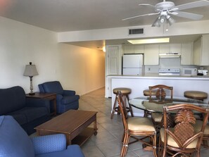 Flat-screen TV, DVD player