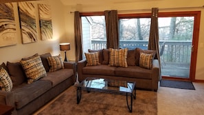 Fladskærms-tv, pejs, dvd-afspiller