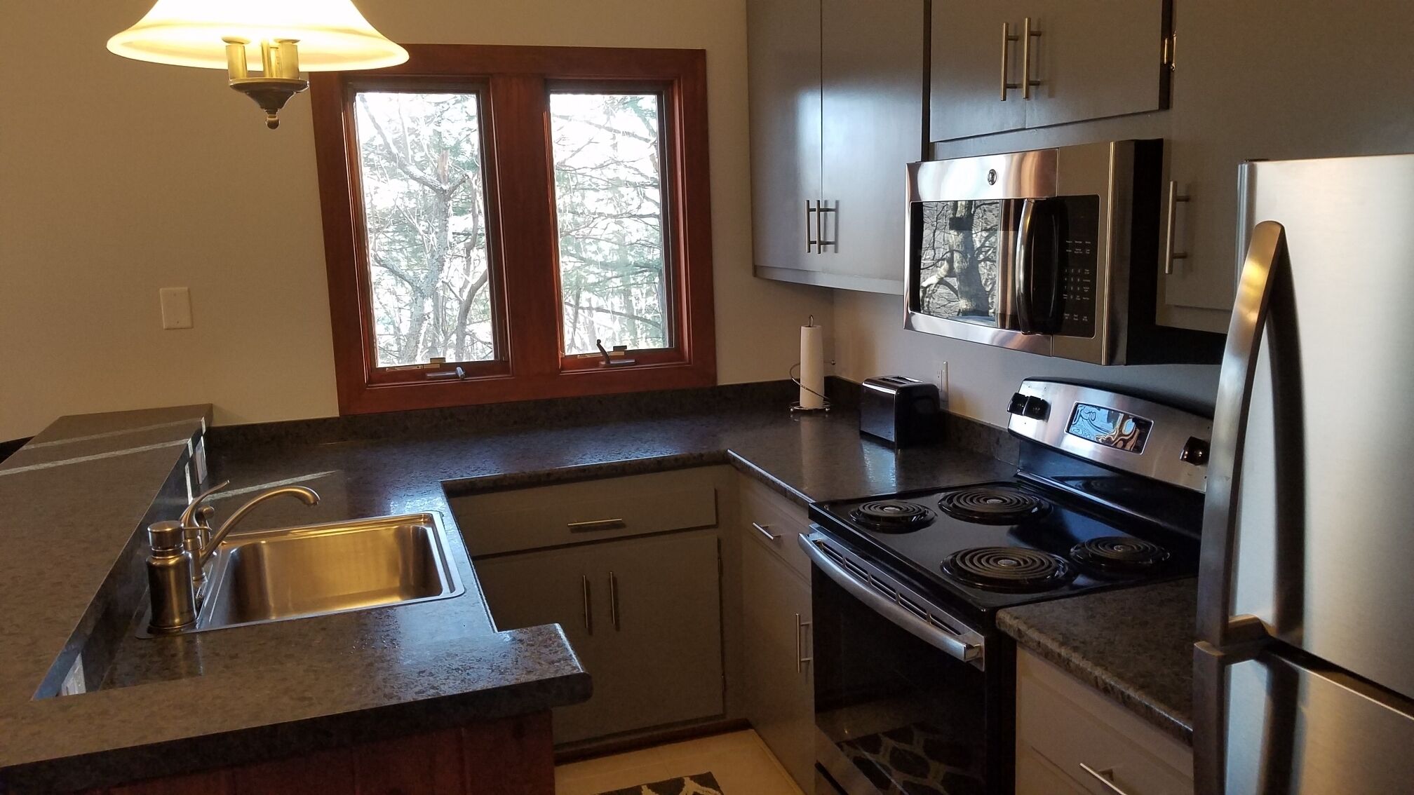 Grand réfrigérateur, micro-ondes, four, plaque de cuisson