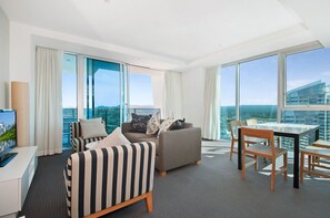 Deluxe Apartment, Multiple Beds, Accessible, Beach View | Living area - Two Bed Ocean 43 level Orchid Residence (Surfers Paradise)