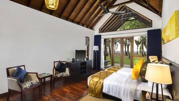 Villa de lujo, 2 camas individuales, alberca privada, vista al océano | Minibar, escritorio, insonorización y tabla de planchar con plancha