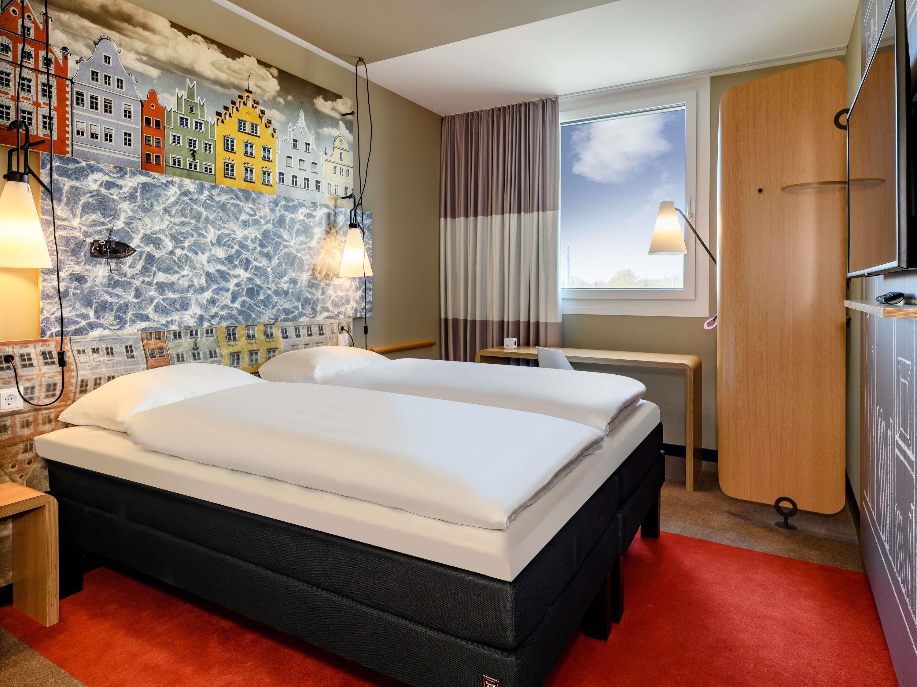 Hypo-allergenic bedding, desk, blackout curtains, soundproofing