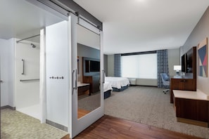 Room, 2 Queen Beds, Accessible, Refrigerator & Microwave (Roll-In Shower) | In-room safe, desk, iron/ironing board, cribs/infant beds - Hampton Inn & Suites Fort Wayne Downtown (Fort Wayne)