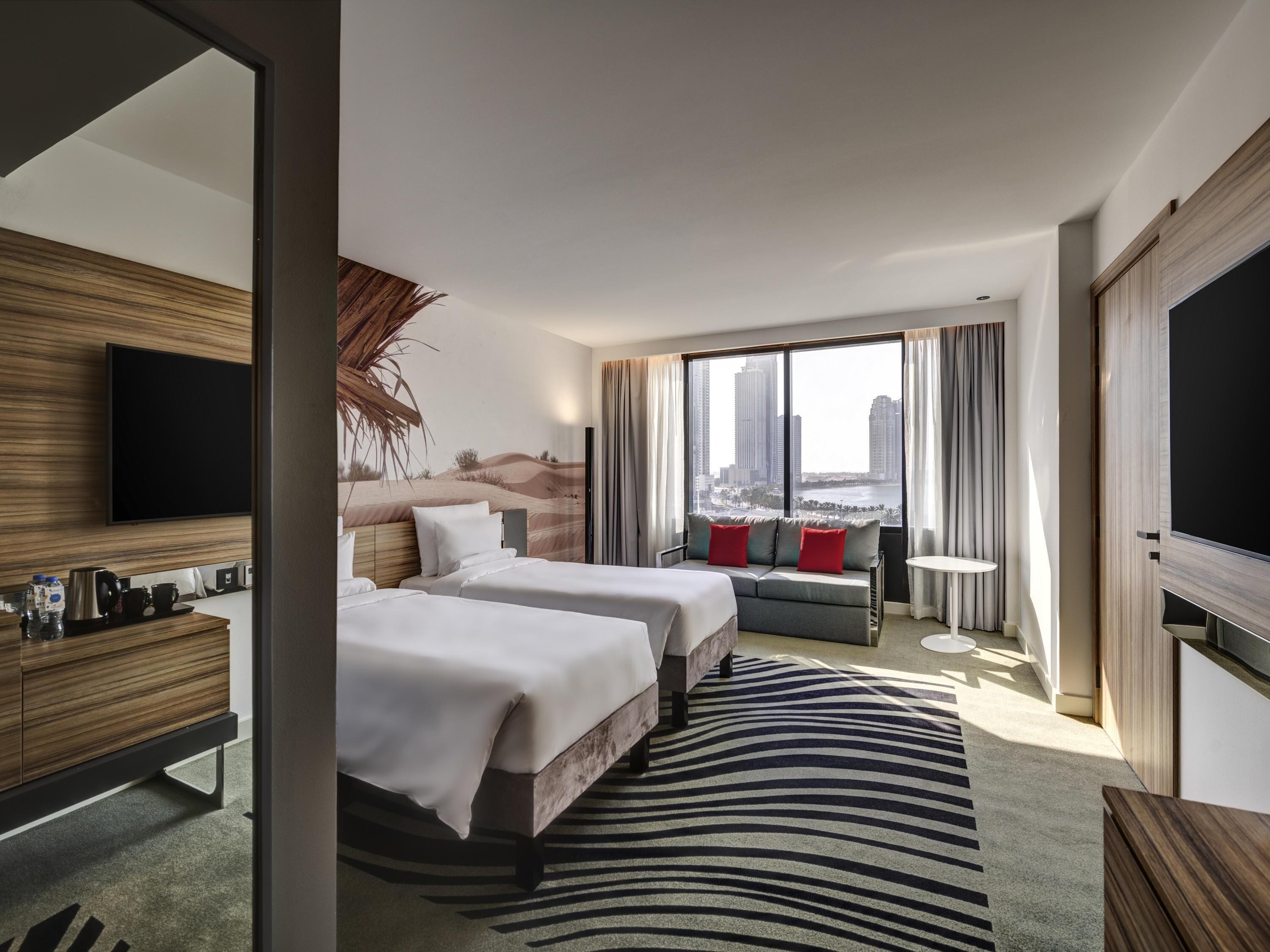 高级房, 2 张单人床, 环礁湖景观 | 防过敏的被褥、羽绒被、Select Comfort 床、迷你吧