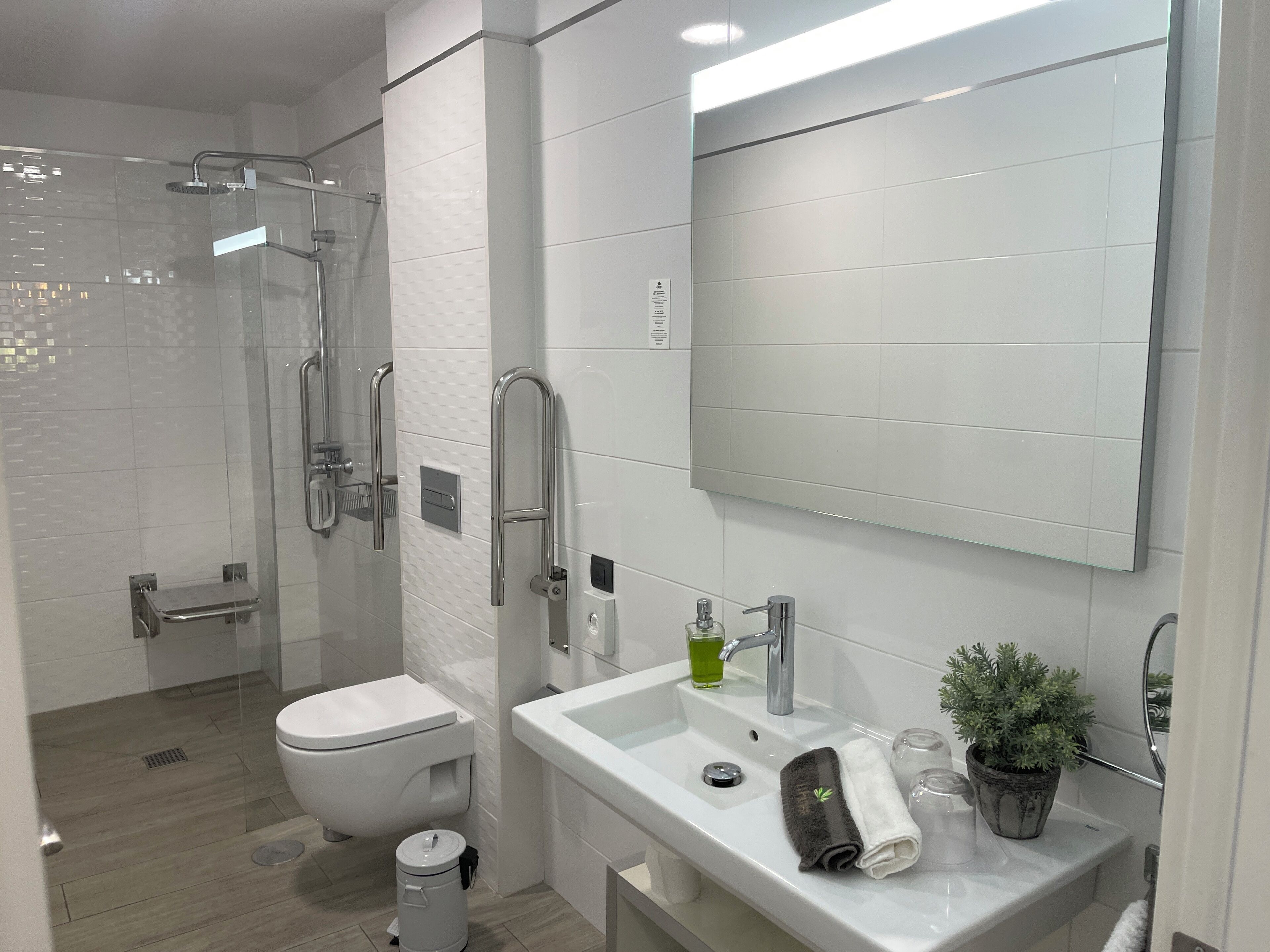 double room, accessible | bathroom | shower, slippers, towels