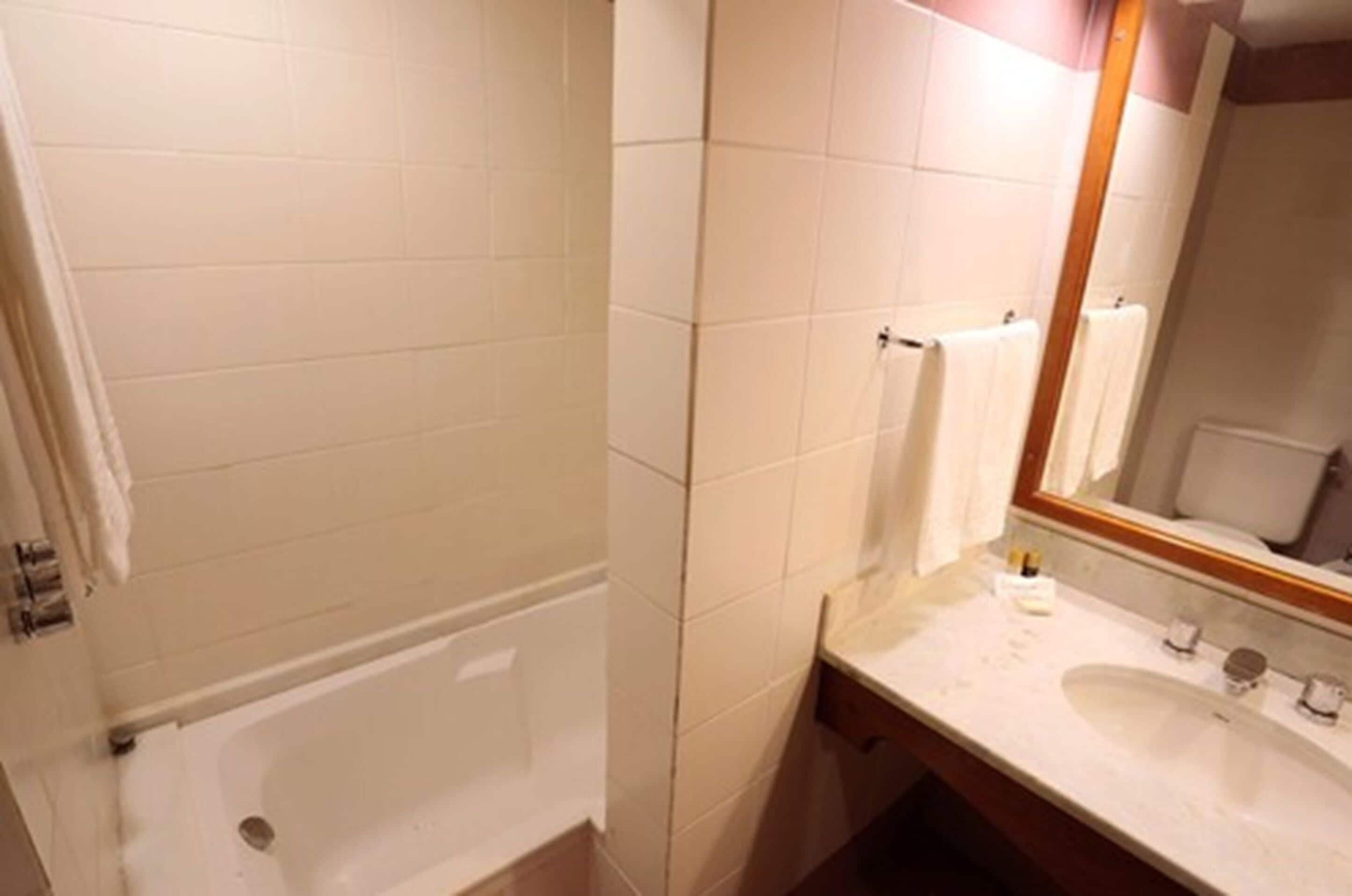 hair dryer, bidet, towels, soap