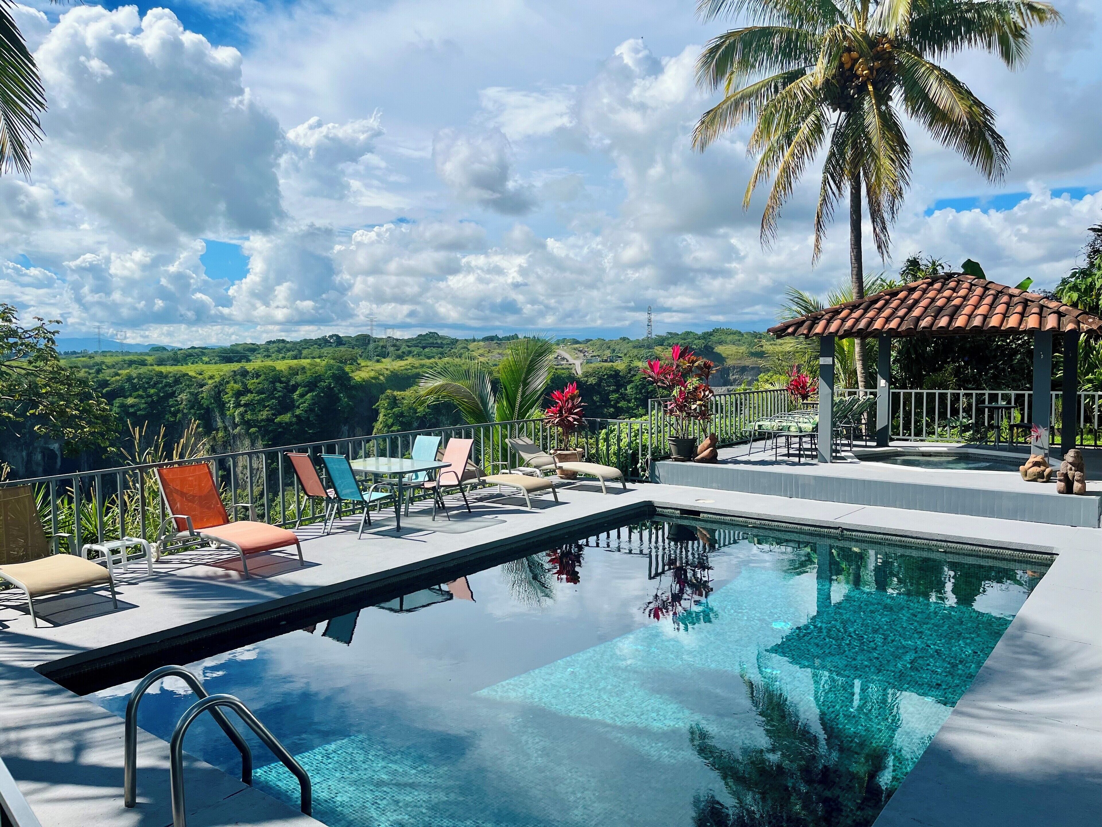 Outdoor pool, sun loungers