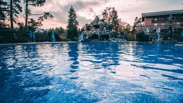 Indoor pool, outdoor pool, open 8:00 AM to 8:00 PM, pool umbrellas