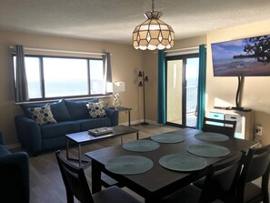 Smart TV, DVD player, books, video library