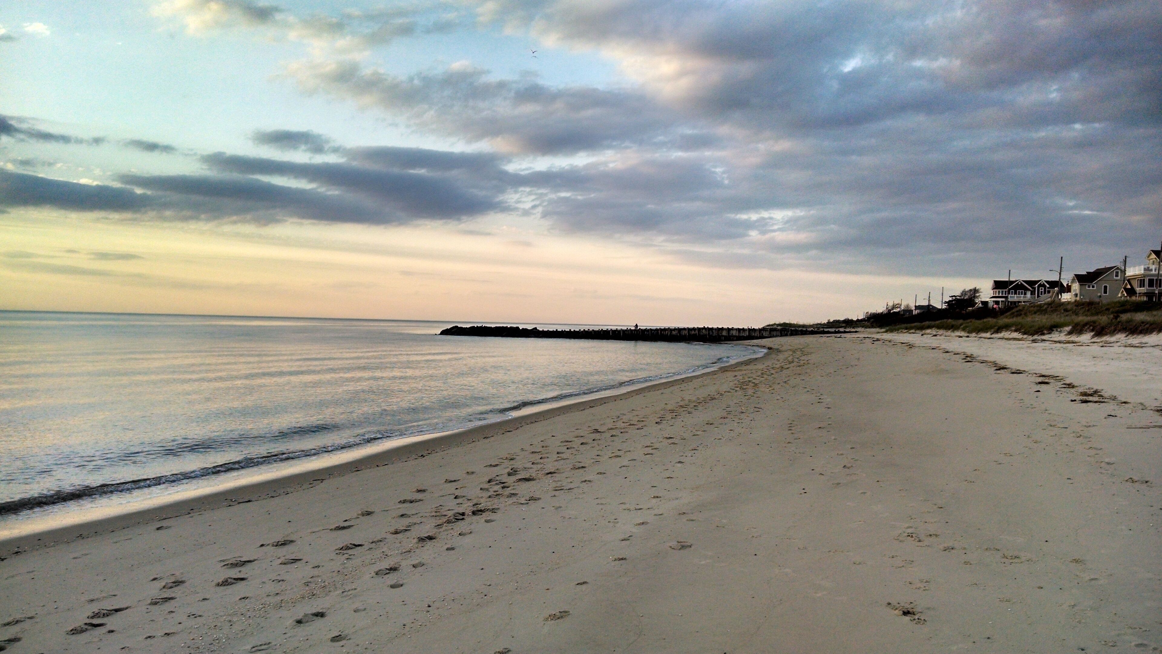 On the beach, sun loungers