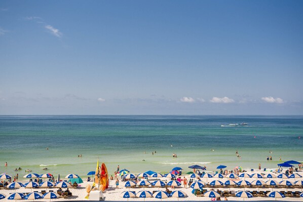 On the beach, beach towels