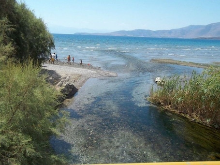 Beach nearby, sun loungers, beach towels. Luxury seafront house nearby Delphi, Central Greece