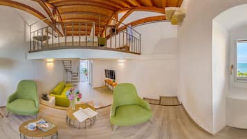 Deluxe Double Suite with Sea View | 1 Schlafzimmer, Bettwäsche aus ägyptischer Baumwolle