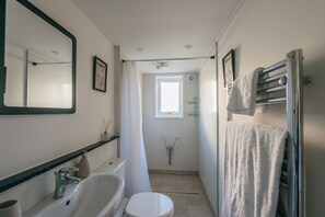 Hair dryer, towels, toilet paper