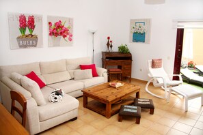 Tv, dvd-afspiller, bøger, videobibliotek