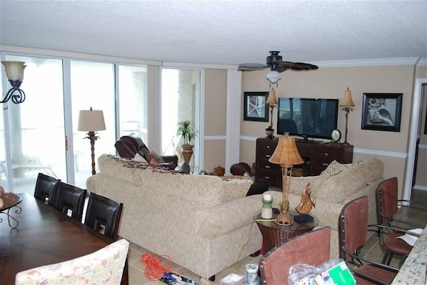 TV, DVD player, stereo