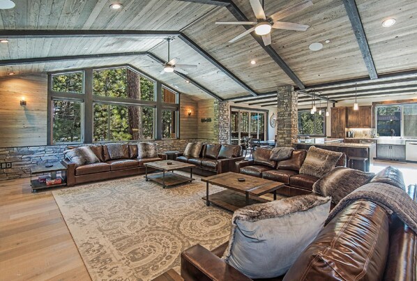 TV, fireplace, DVD player, foosball