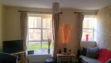 Smart-tv, dvd-afspiller, bøger, musikbibliotek