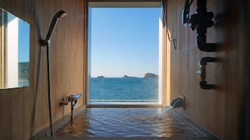Double or Twin Room, Private Bathroom, Non Smoking, Open air-Bath | Bathroom | Combined shower/tub, spring water tub, designer toiletries, hair dryer