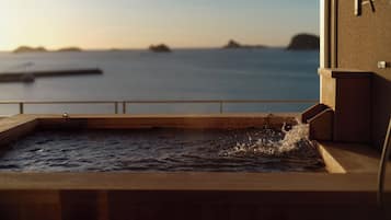 Suite with Sea View, Non Smoking, Open air-Bath | Bathroom | Combined shower/tub, spring water tub, designer toiletries, hair dryer