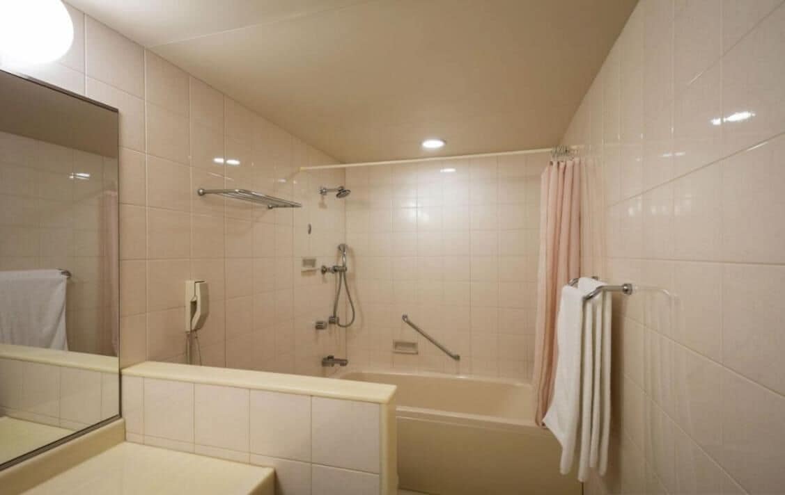 separate bathtub and shower, free toiletries, hair dryer, slippers