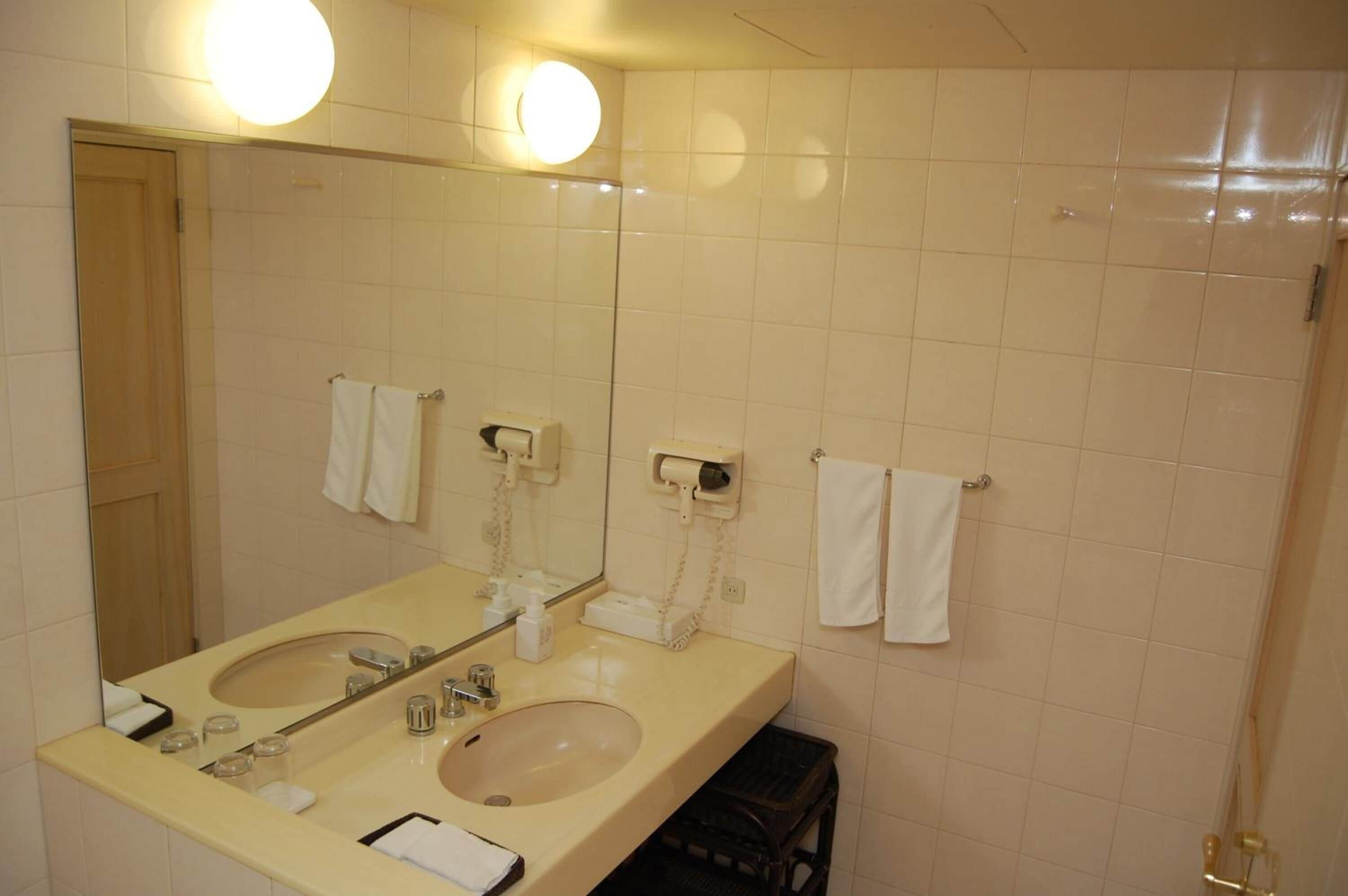 separate bathtub and shower, free toiletries, hair dryer, slippers