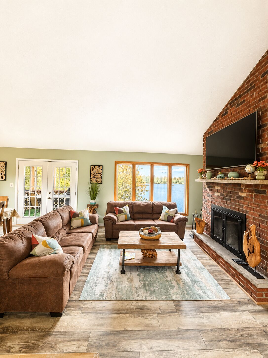 Smart TV, fireplace, video games, DVD player