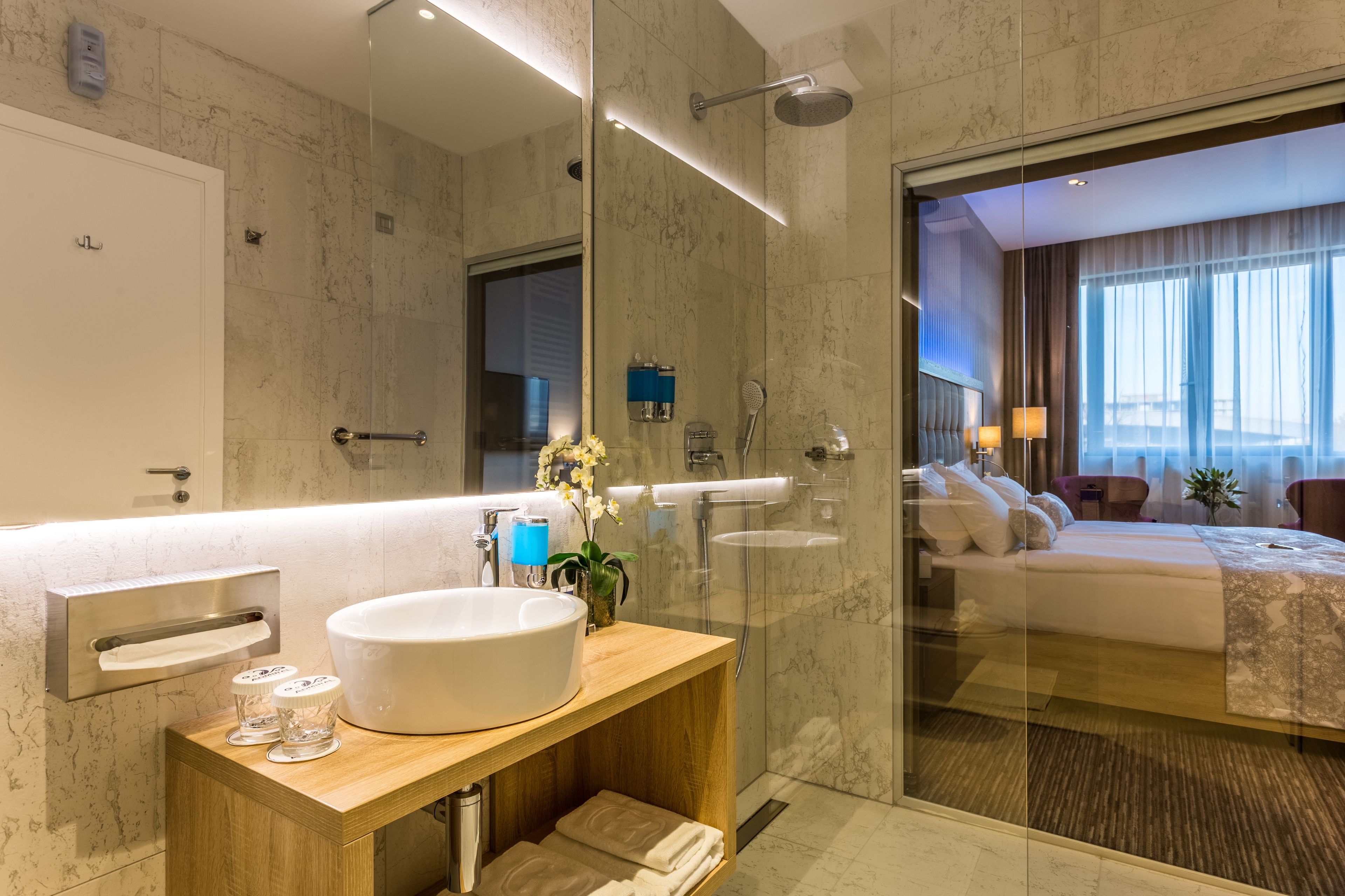 shower, free toiletries, hair dryer, bathrobes