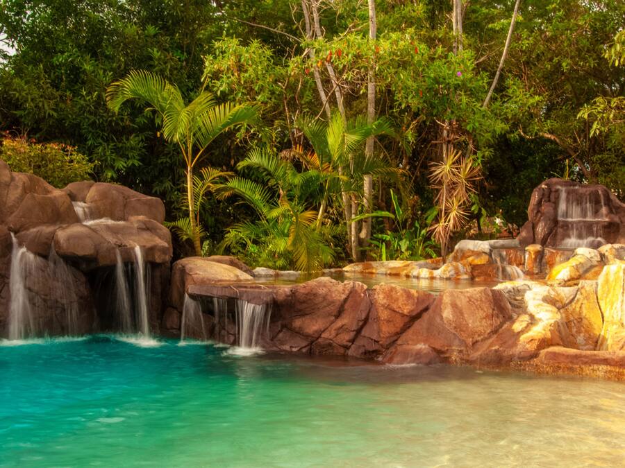 Outdoor pool, pool loungers