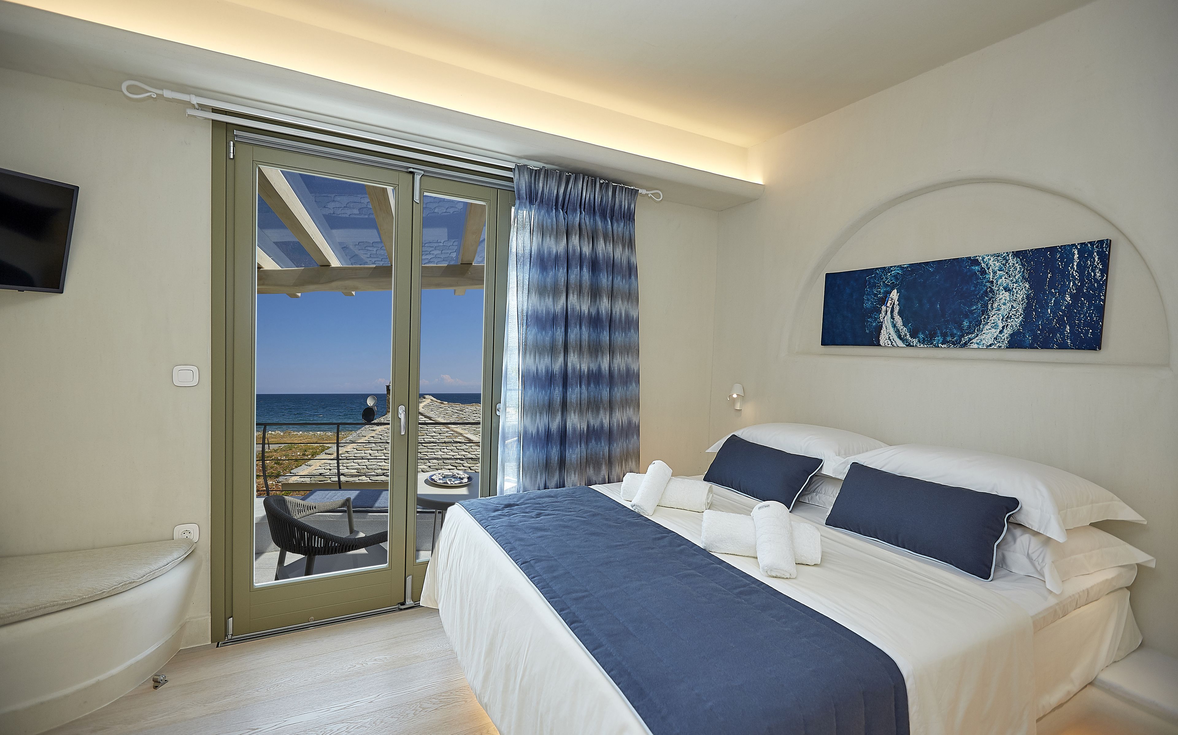 Villa, 3 habitaciones, vistas al mar | 3 dormitorios, sábanas de algodón egipcio, ropa de cama de alta calidad