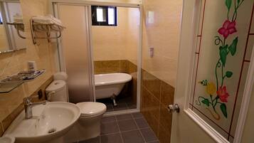 Een douche, gratis toiletartikelen, een haardroger, pantoffels