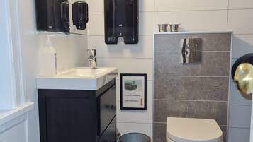 Een douche, gratis toiletartikelen, een haardroger, handdoeken