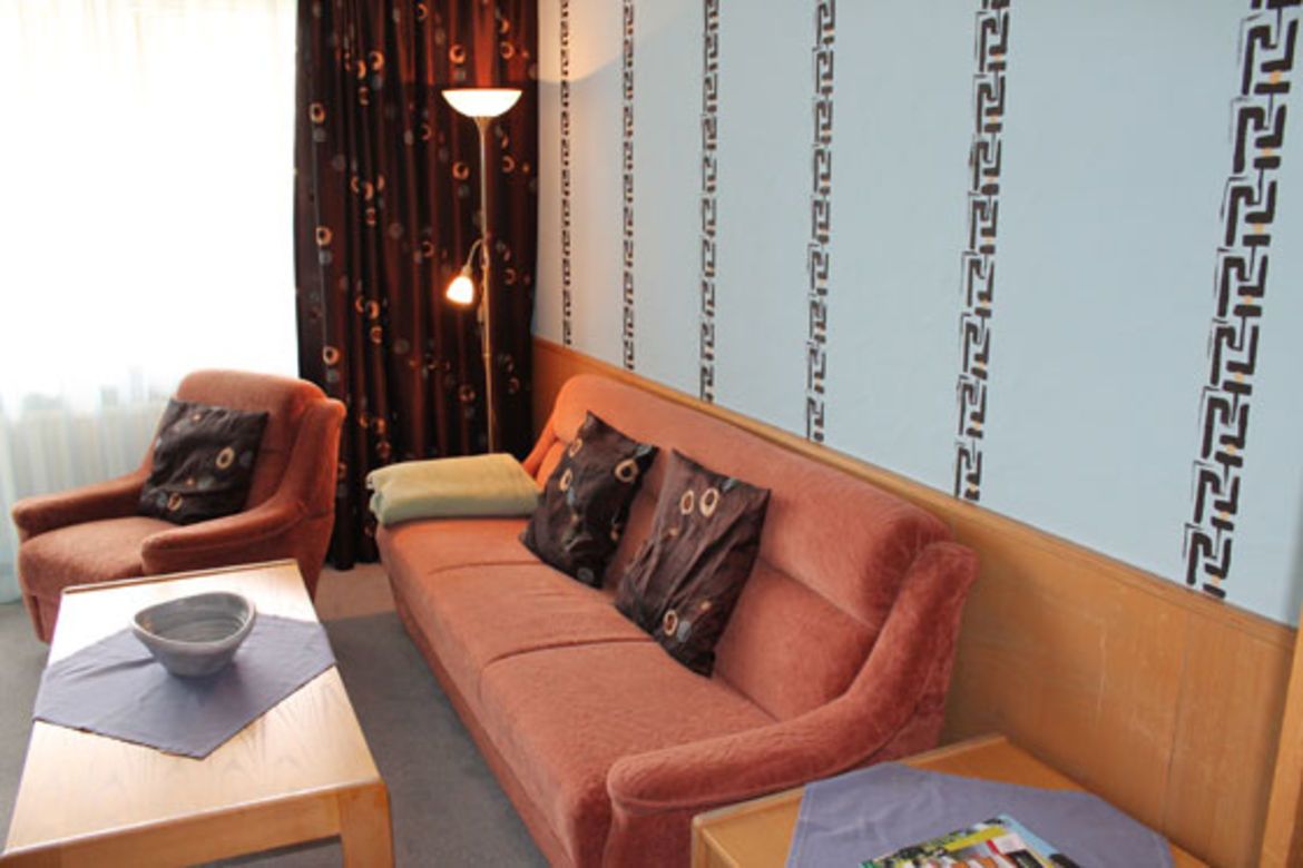 standard double room (shower) | living area | flat-screen tv