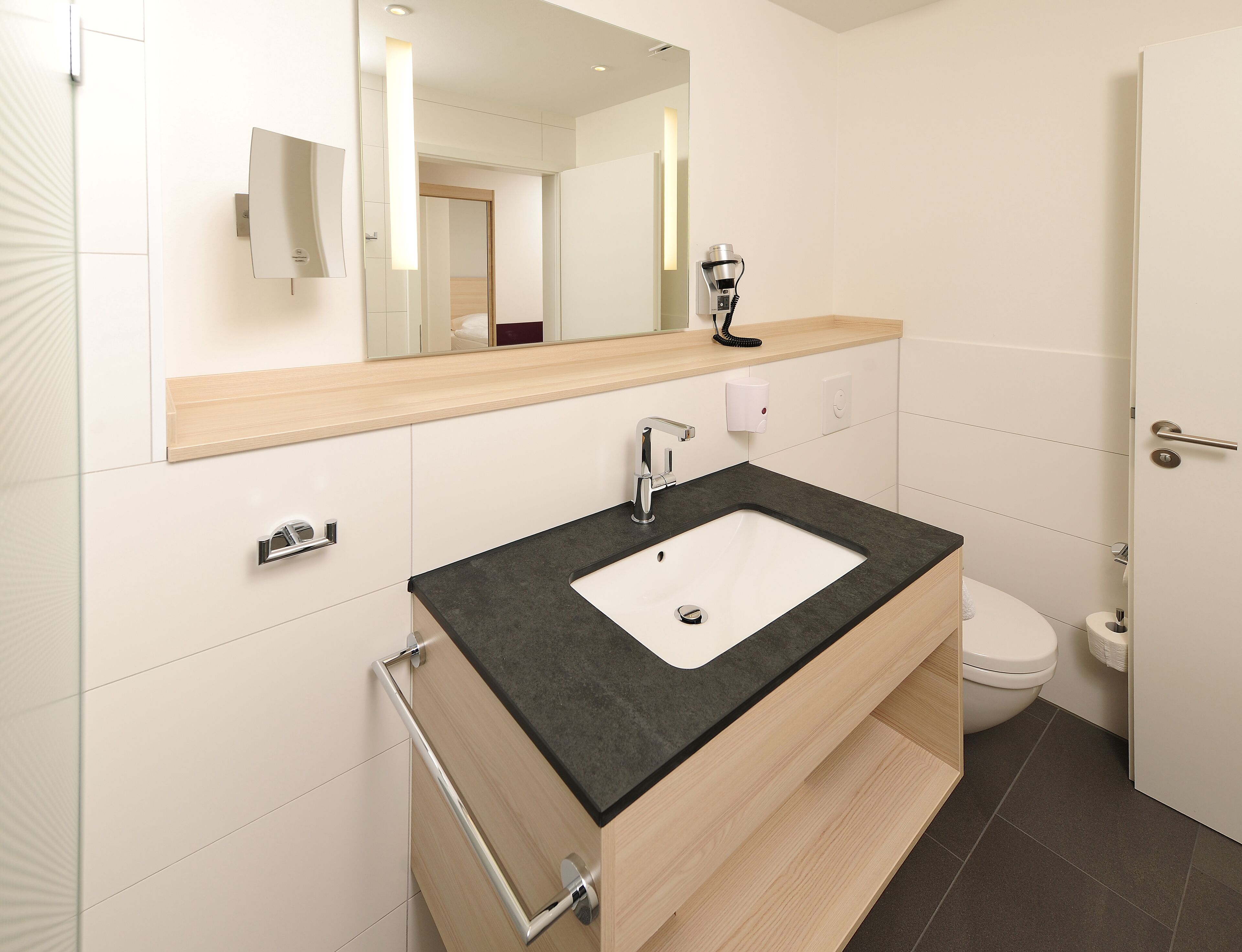 single room | bathroom | shower, hair dryer, towels