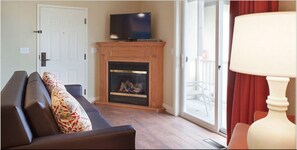 Condo, 1 Bedroom, Fireplace | Living area | Flat-screen TV, fireplace, DVD player - Boyne Mountain Luxury 1 Bd Condo 102 (Boyne Falls)