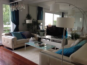 TV, DVD player, stereo
