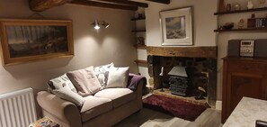 Fernseher, Kamin, DVD-Player, Bücher