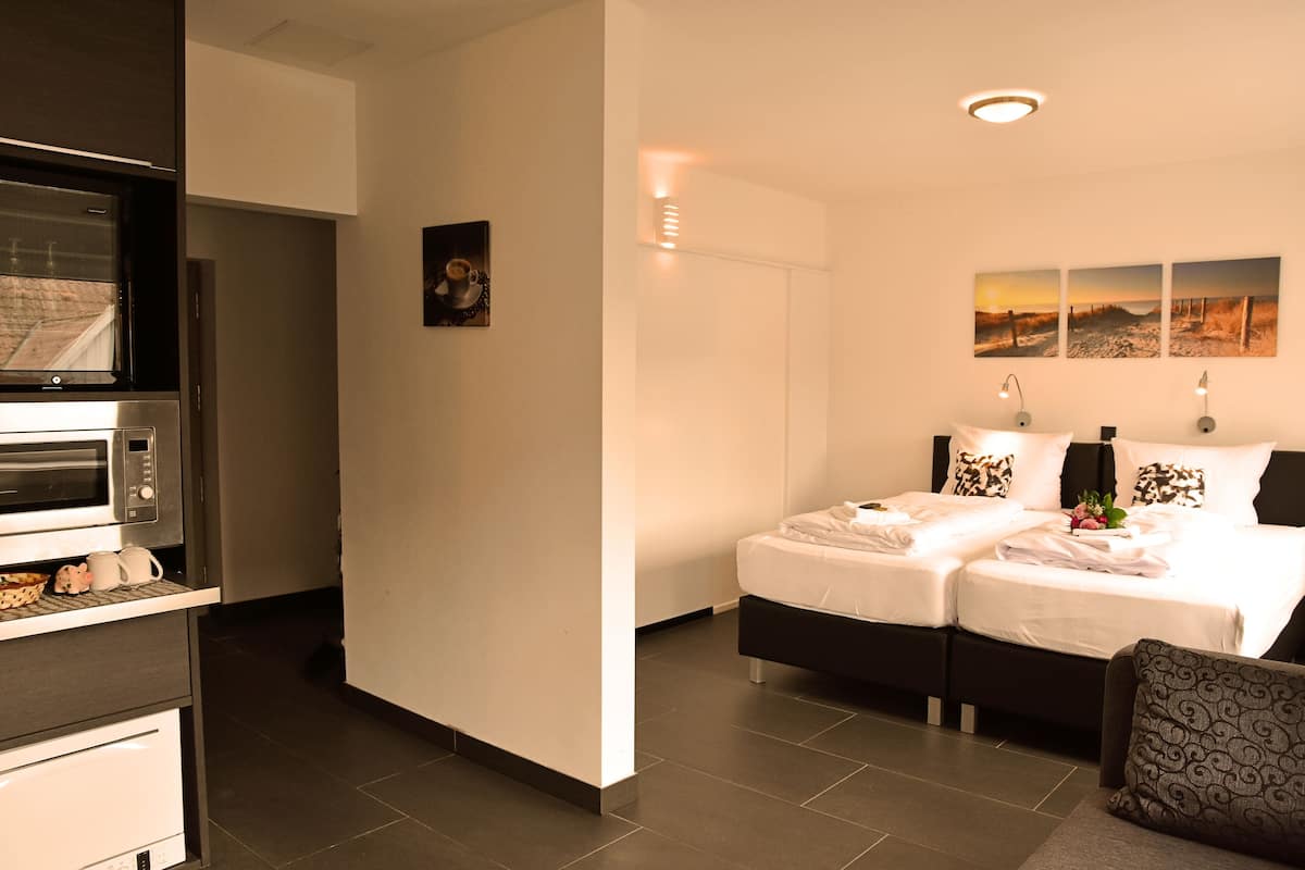 Habitación doble estándar, refrigerador y microondas (Plus) | Ropa de cama de alta calidad, escritorio y insonorización