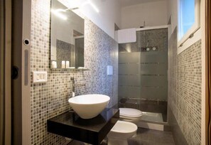 Douche, articles de toilette gratuits, sèche-cheveux, peignoirs