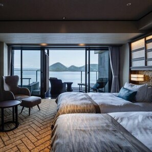 Chambre, terrasse (Private Open-air Hot Spring Bath) | Coffres-forts dans les chambres, Wi-Fi gratuit, draps fournis